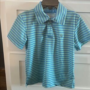 J. Bailey Performance Striped Blue and Green Polo Shirt boys/5